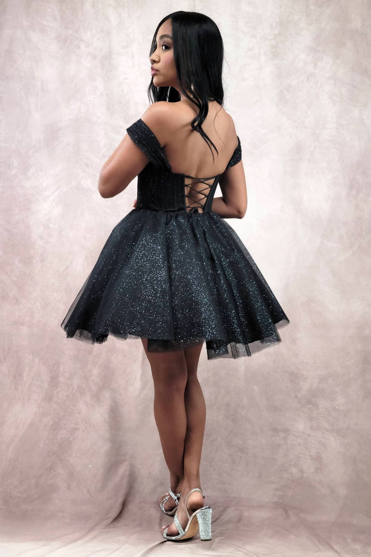 Chicas - Wholesale Dress - Women's - Short Off The Shoulder Tulle Dress With Brooch11