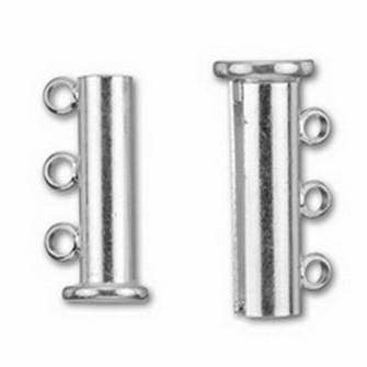 CSF-189-3H Silver Overlay Multi Strand Magnetic Clasp With 3 Hole for wholesale by Bali Designs