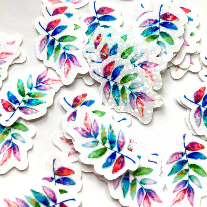 Mini Rainbow Aquarel stickers met botanische bladeren voor wholesale door stickersbyjodi
