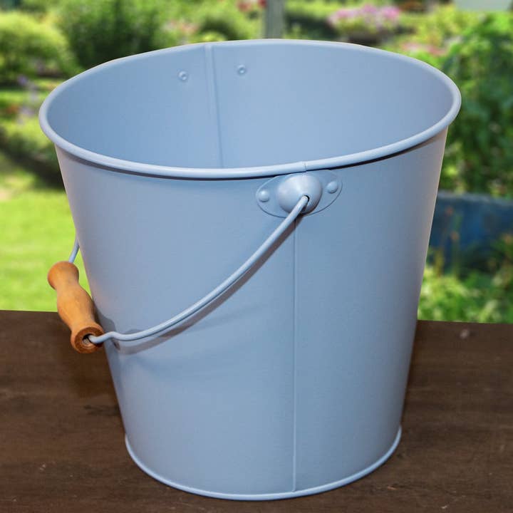 Antikas - Vendita all'ingrosso Vasi per piante - Secchio di latta, blu medio, vaso per piante, secchio come decorazione