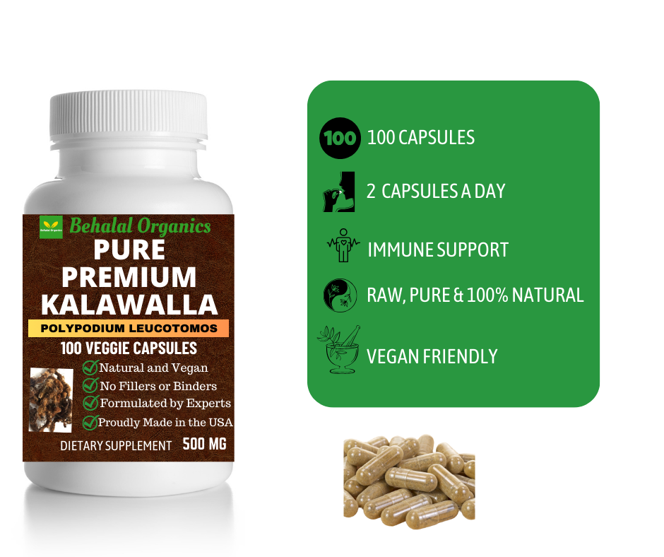 Behalal Organics - Wholesale Oral Supplement/Vitamin - Kalawalla Capsule Pure Premium Polypodium Leucotomos 500mg 18