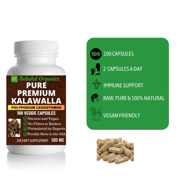 Behalal Organics – wholesale Oralt tillskott/Vitamin – Kalawalla Kapsel Pure Premium Polypodium Leucotomos 500 mg 18