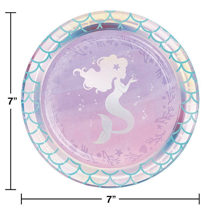 Bulk Party Decor - Wholesale Disposable Plate - Iridescent Mermaid Party Paper Dessert Plates, 8/Pkg1