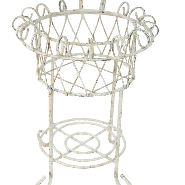 Sedalia Farmhouse Metal Planter Basket-White-12x15H-Sedalia for wholesale by My Amigos Imports