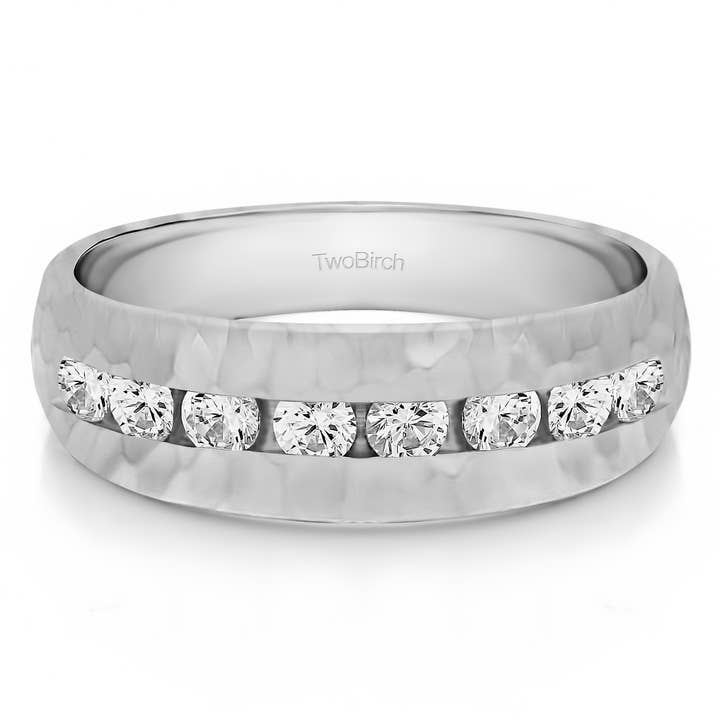 .23 CT Open End Set Men's Band Hammered Finish 925 Silver for wholesale by TwoBirch