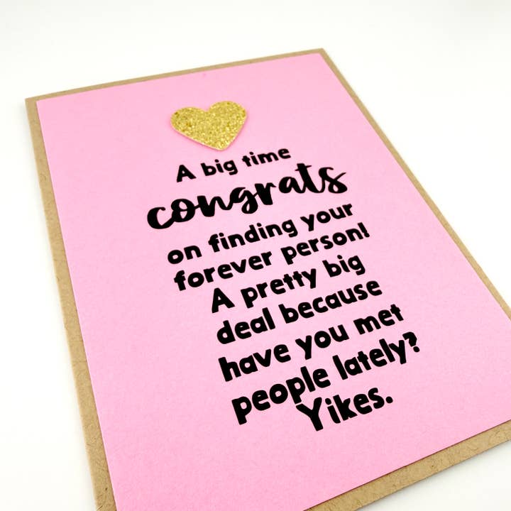 Finding Your Forever Person wedding card for wholesale by Muddy Mouth Cards