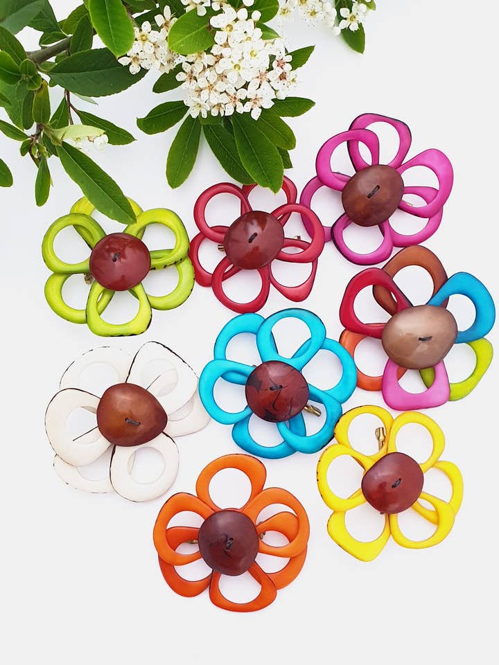 Flower Brooch for wholesale by Pretty Pink Eco-Jewellery