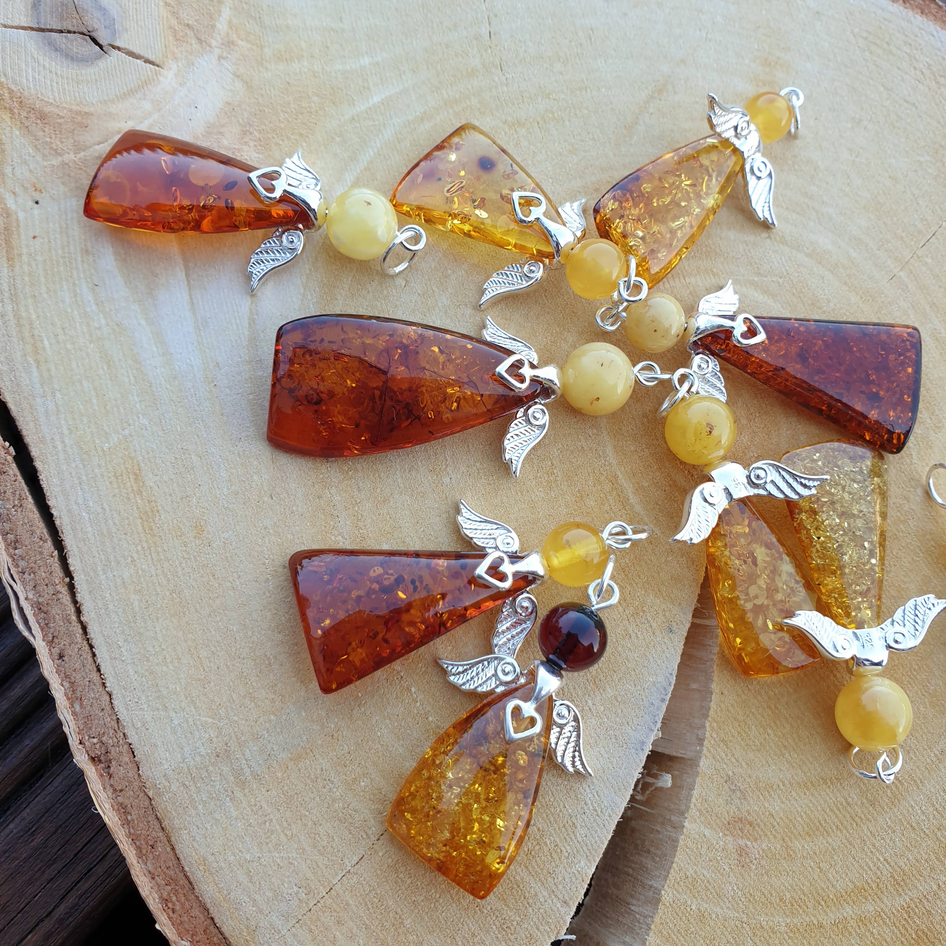 AmberLithuania - Wholesale Pendant/Charm Necklace - Angel necklace Gemstone Angel pendant Baltic Amber handmade6