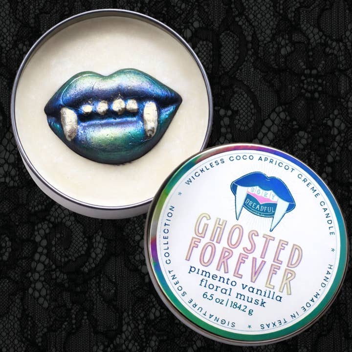 GHOSTED FOREVER Signature Luxury Wickless Candle: Pimento Vanilla Floral Musk Scent for wholesale by Gory Dreadful Candle Co