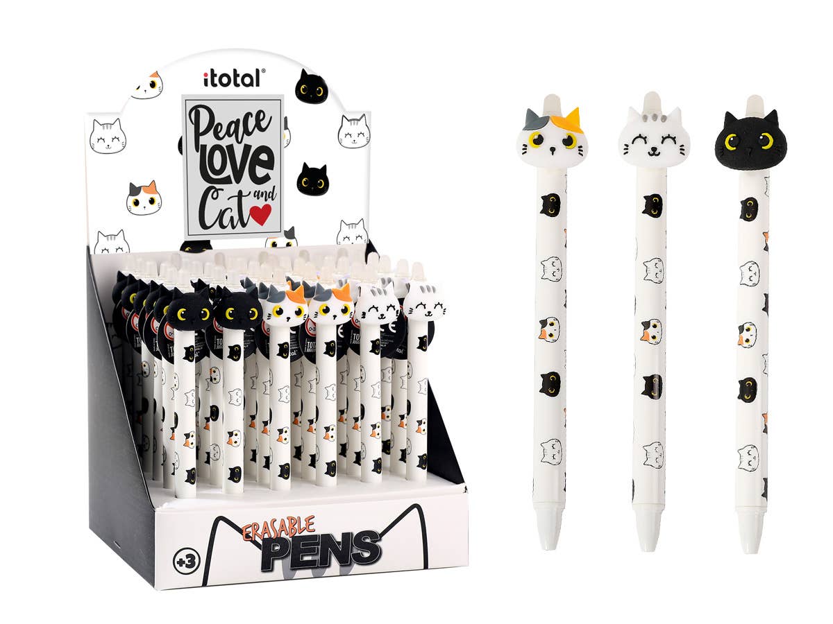 I-Total, I-Drink – wholesale Pen – Cat Erasable Pen - Display 36 Pcs0