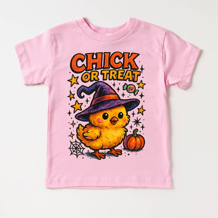 Madi Moosh - Wholesale Screen Printed T-Shirt - Kids - Chick Or Treat Chicken Halloween Shirt - Halloween Tee4