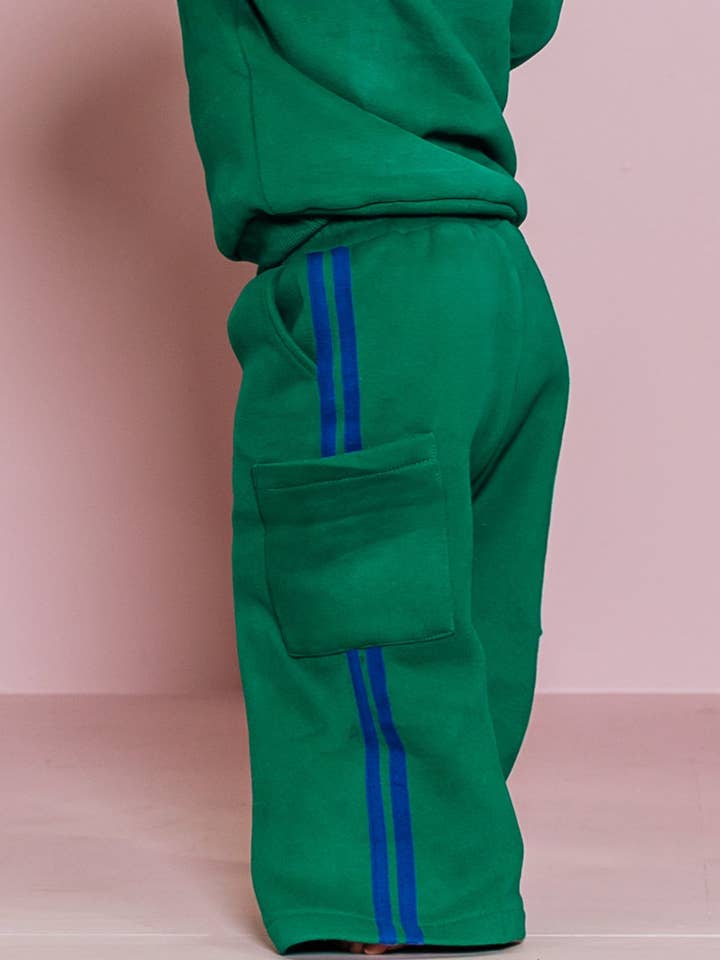 Angus The Label - Wholesale Lounge sweatpants/jogging bottoms – Kids - Stripy Pocket Sweats- Green0