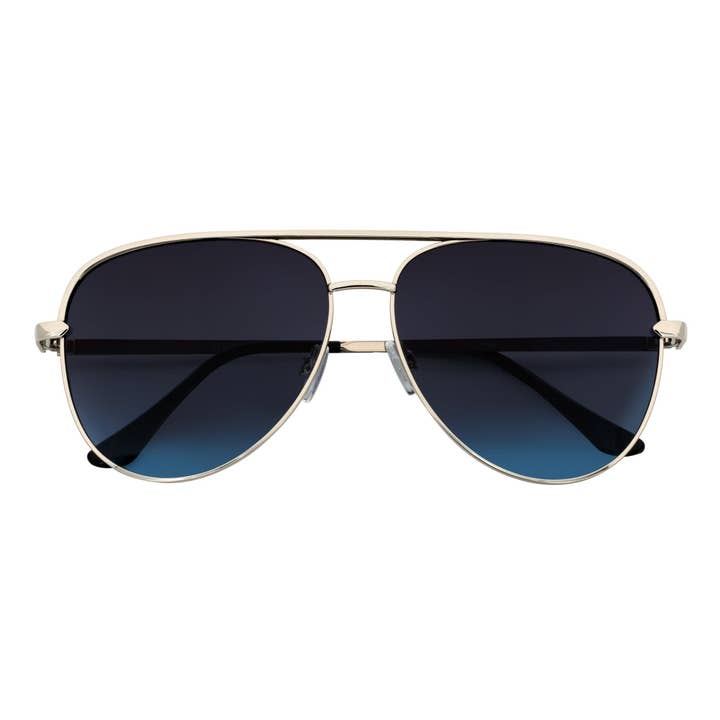 NYCKEL - Överdimensionerade platta lins metall aviator solglasögon silver lavendelblå för wholesale av Morspecs