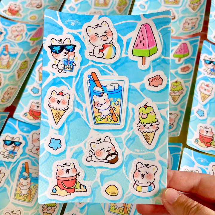 Summery Fun Sticker Sheet for wholesale by Cool Art Corner
