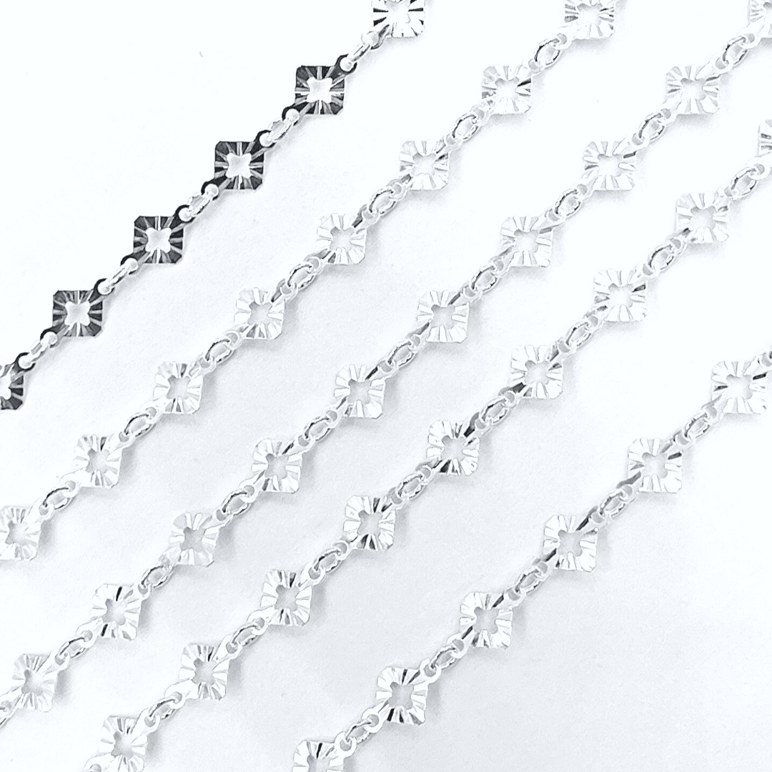 Jewels & Chains - Wholesale Link & Chain Necklace - V18DCSS. Sterling Silver Hammered Diamond Shape Link Chain2