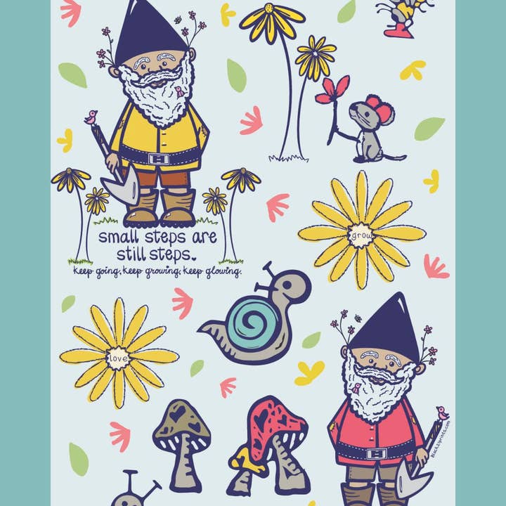 Gnome Sticker Sheet – Fun, Garden & Forest Whimsy for wholesale by Block21Prints