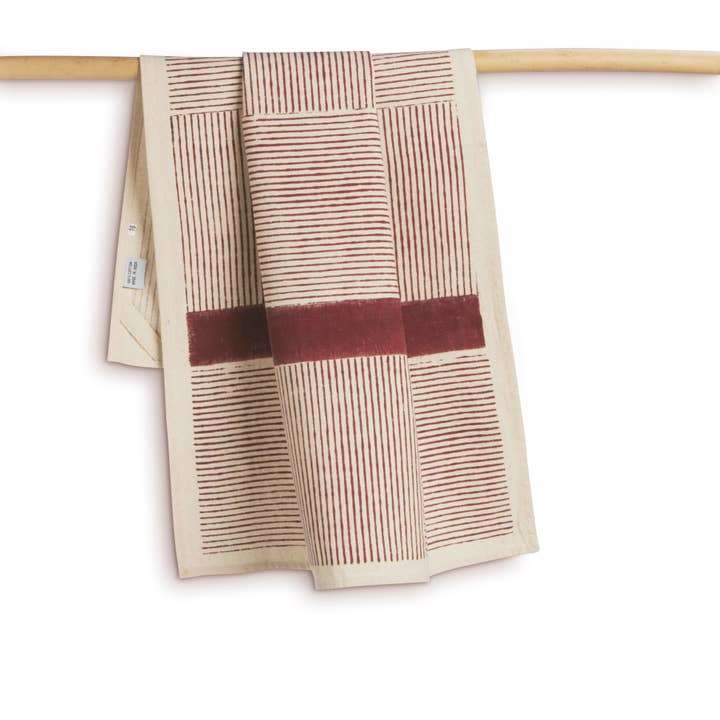 Cotton Kitchen Towel | Hand Block Printed | Bungalow Red for wholesale by Sustainable Threads