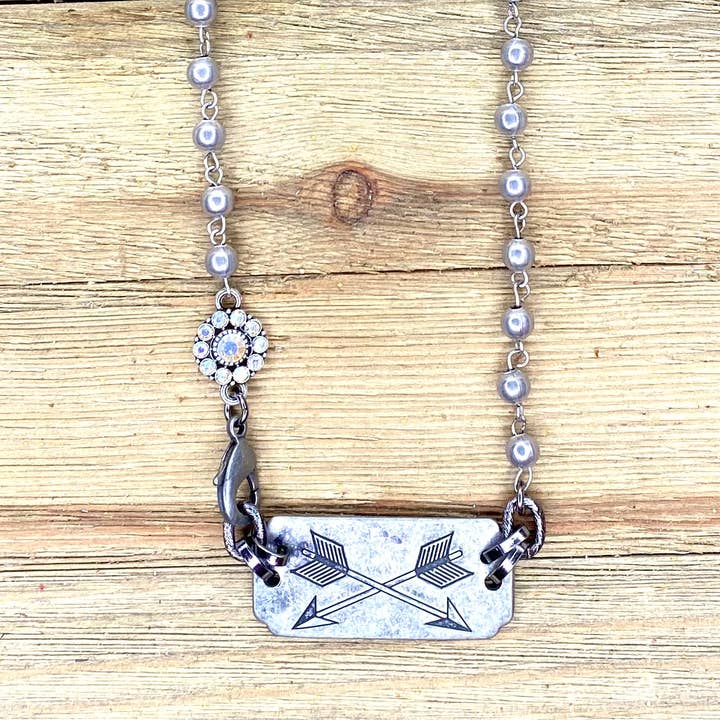 Sandra Ling Designs - Wholesale Pendant/Charm Necklace - Necklace Vintage Stamped Bar with Navajo like Chain5
