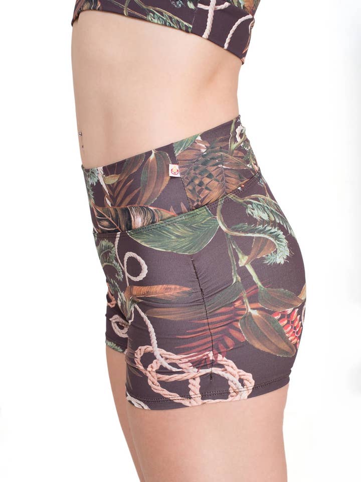 Gather Leg Shorts, Divine Vines for wholesale by Yoga | Activewear | Hot Yoga