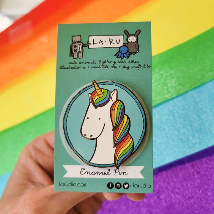 Rainbow Unicorn Enamel Pin for wholesale by La Ru