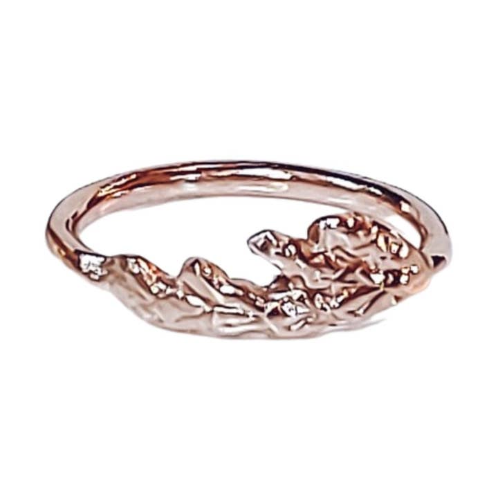 Thuja Ring - Verstelbare ring met roségoud vergulde cederblad voor wholesale door Joie Designs