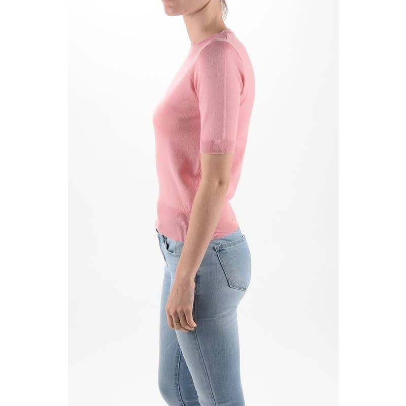 Mak – Engroshandel Strikket top - Dame – Halv-ærmet Crewneck Letvægts blød pullover Tee MK3664Y53