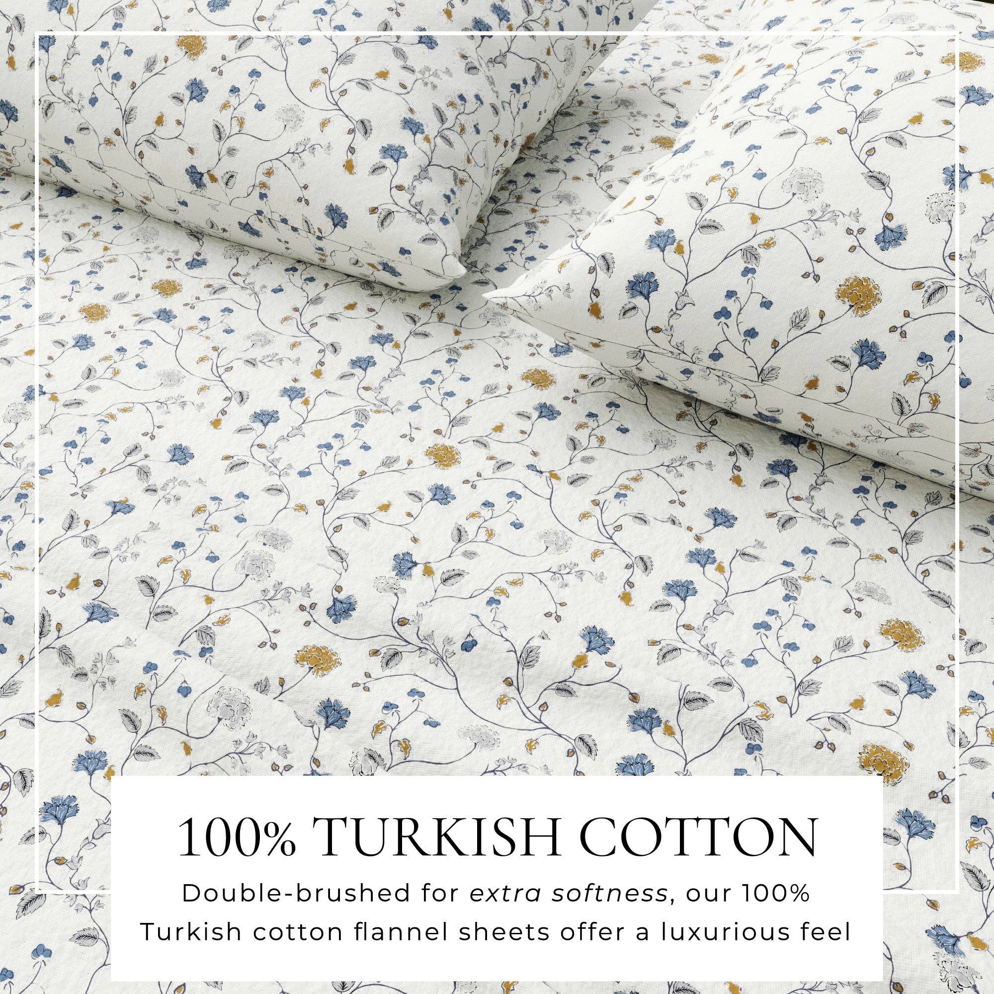 BH Collective - Wholesale Sheet Set - Flannel Sheets - 100% Turkish Cotton - Winter Floral1