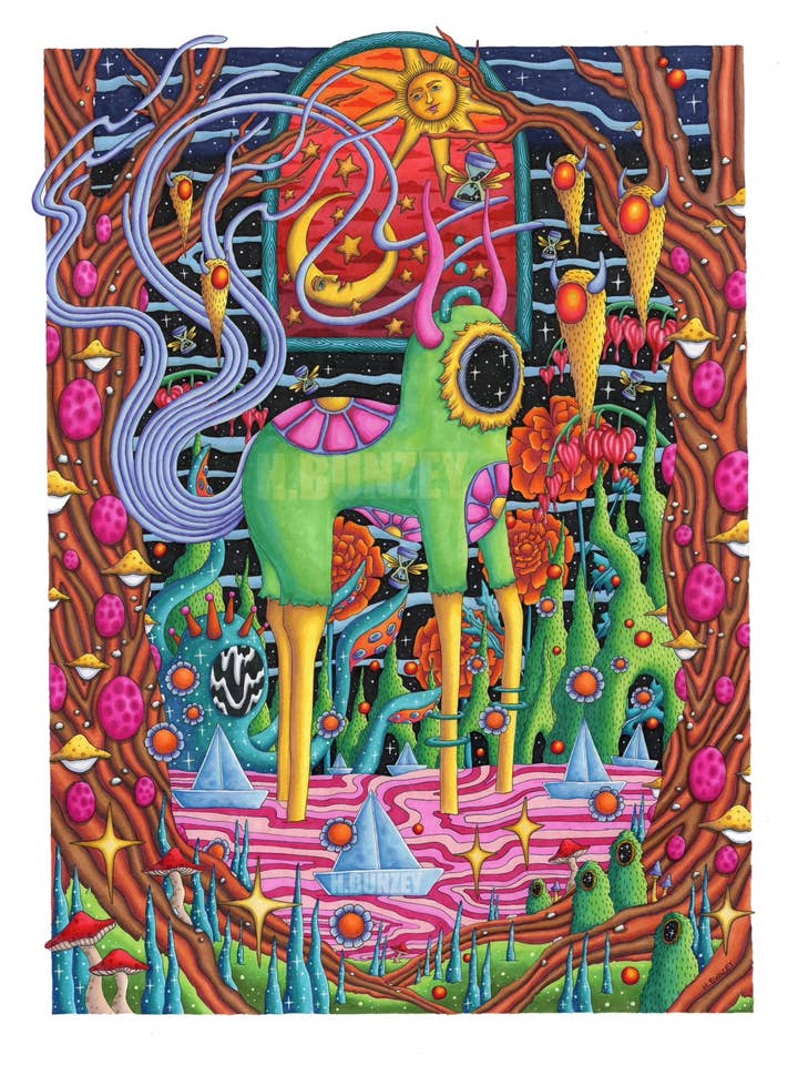 Trippy Art Print "Time To Pretend" for wholesale by H. Bunzey Art