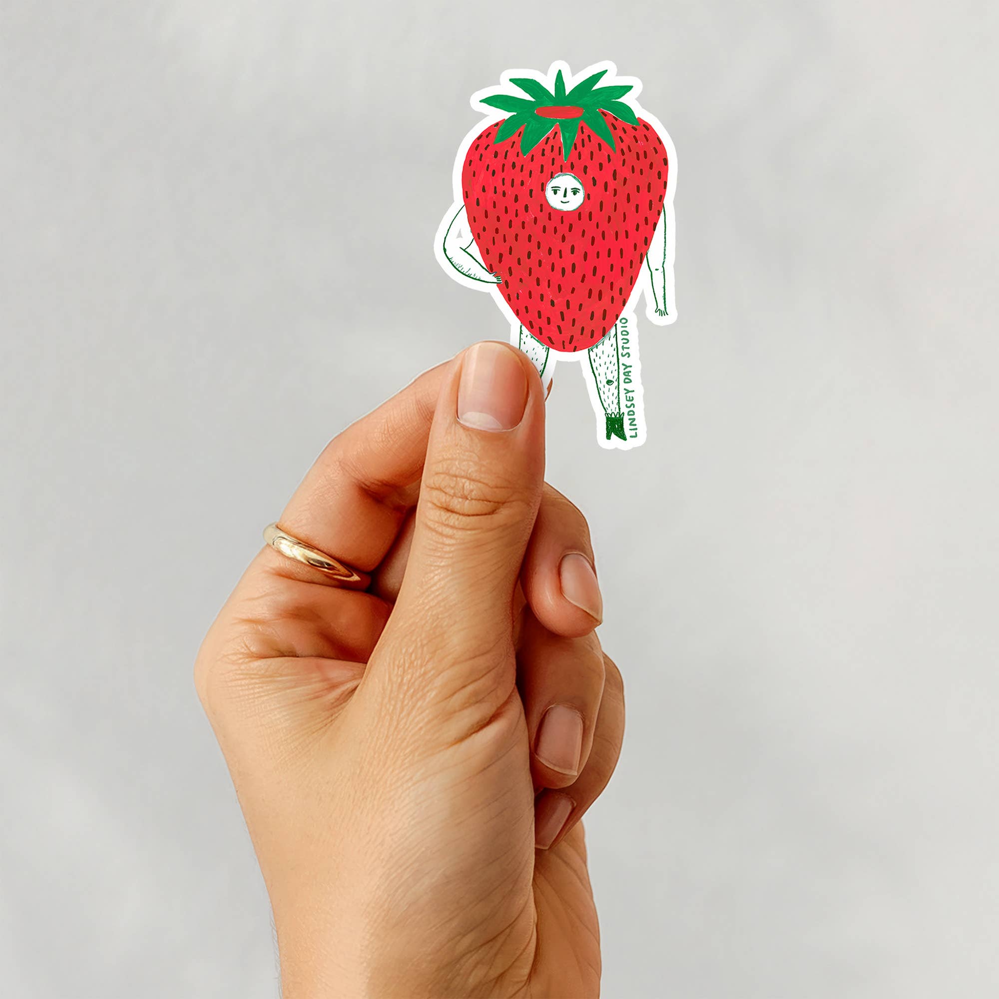 Lindsey Day Studio - Wholesale Sticker - Mr. Strawberry Sticker, Food Sticker, Funny Sticker2