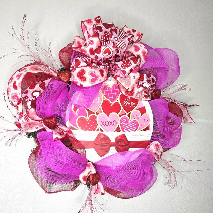 Basket of Cookies Valentine Wreath for wholesale by An Array of Wreaths, LLC