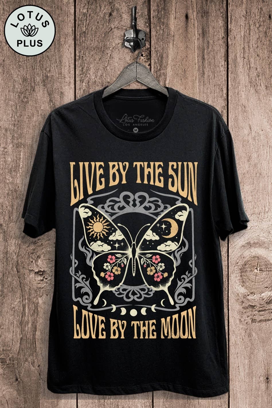 Black Live By The Sun Love By The Moon Graphic Top for wholesale on Faire0