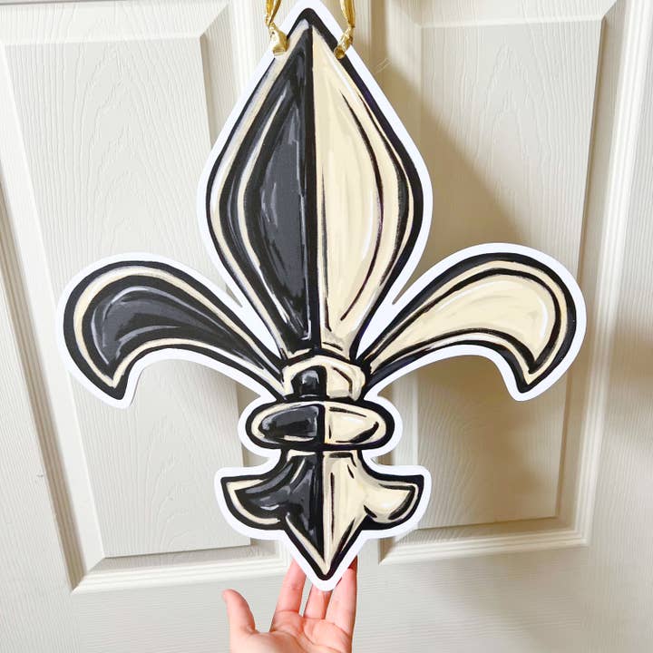 Home Malone - Wholesale Door Hanger - Black & Gold Saints Fleur De Lis Door Decor NOLA