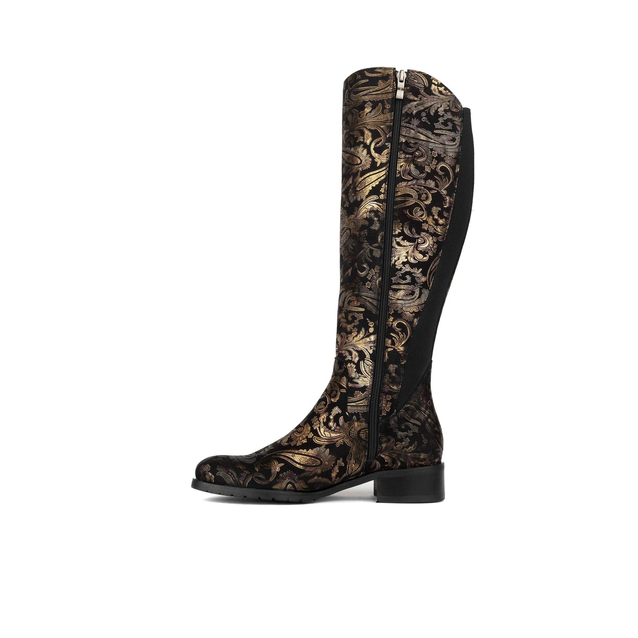 Embassy London – wholesale Boots – Women’s – Rubix - Black & Gold & Burgundy - Women's full length zip long boot2