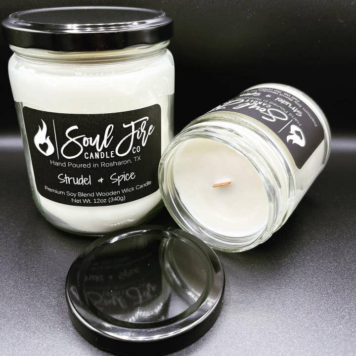 Soul Fire Candle Company - Wholesale Jar/Filled Candle - Strudel & Spice Wooden Wick Candle2