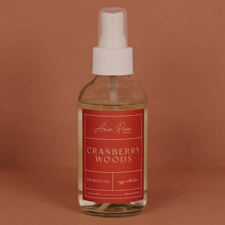 Cranberry Woods Dry Body Oil - Cozy Collection for wholesale by Aria Rose Bath Co