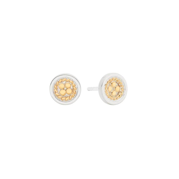 Classic Smooth Border Mini Stud Earrings - Gold & Silver for wholesale by Anna Beck Jewelry | Handmade in Bali