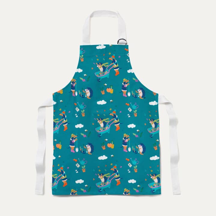 Dog & Hedgehog Children’s Apron: 2-6 Years for wholesale by Ducky Zebra: Sustainable Kids' Clothes