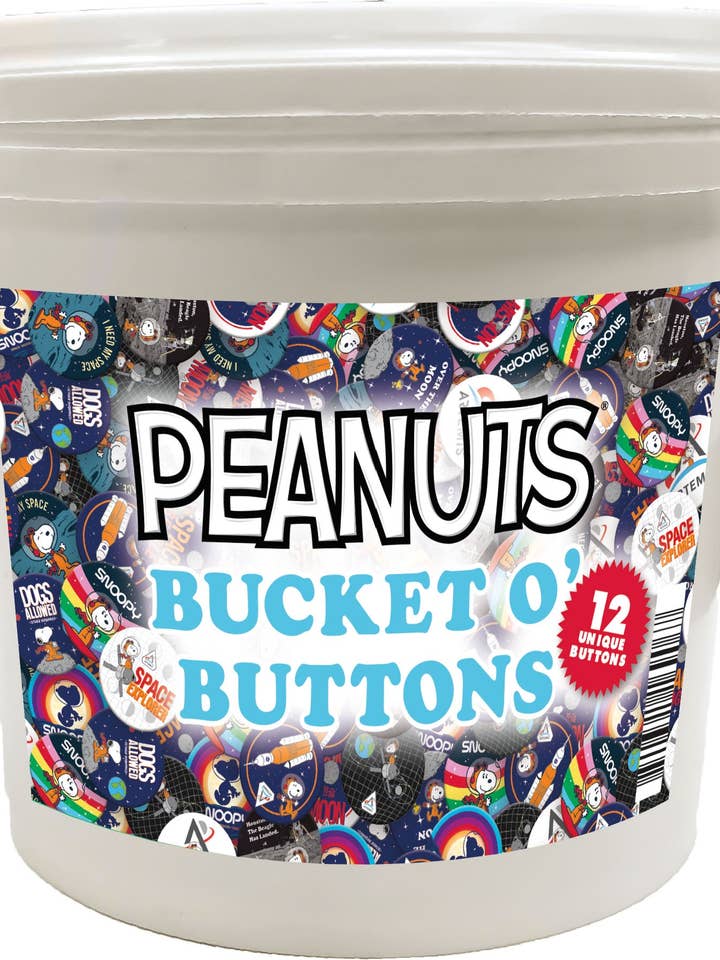 144 Unit Bucket o' Buttons - Peanuts Space for wholesale by Great Stuff Novelties (GSN) by NMR Brands