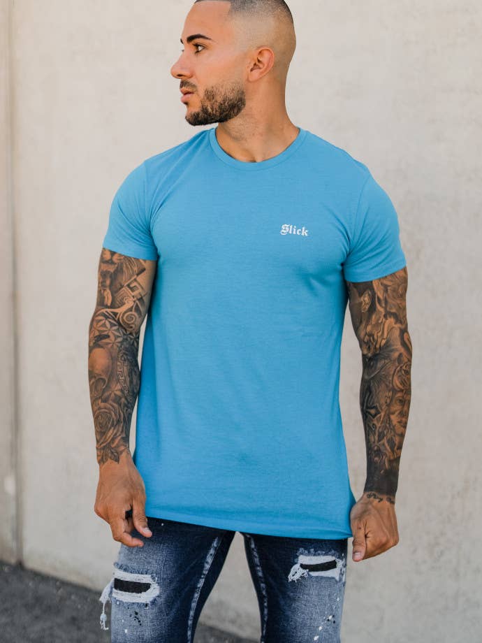 Slick Blue Back Print Tee för wholesale av Slick Store
