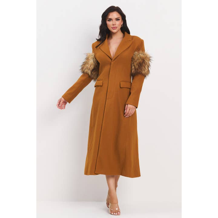 The Sang - Wholesale Coat - Women's - SLEEVE FAUX FUR ATTACHED MAXI COAT