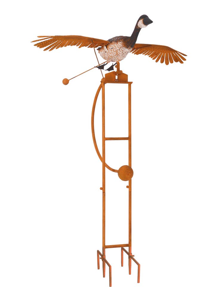 Medium Single Metal Rocker Flying Goose Garden Stake for wholesale by Continental Art Center