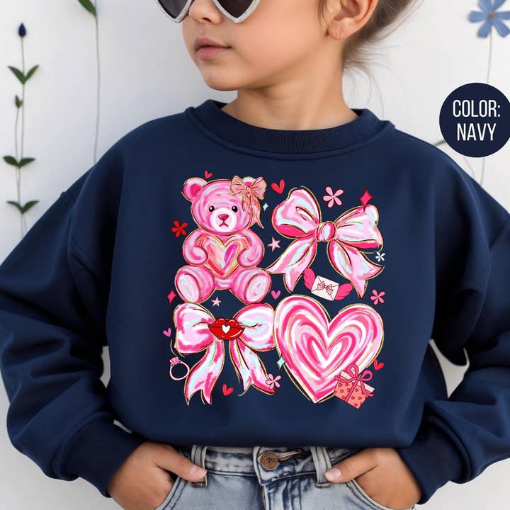 Piger Preppy Teddy Bear Valentinsdag Sweatshirt for engroshandel hos The Shirt Company