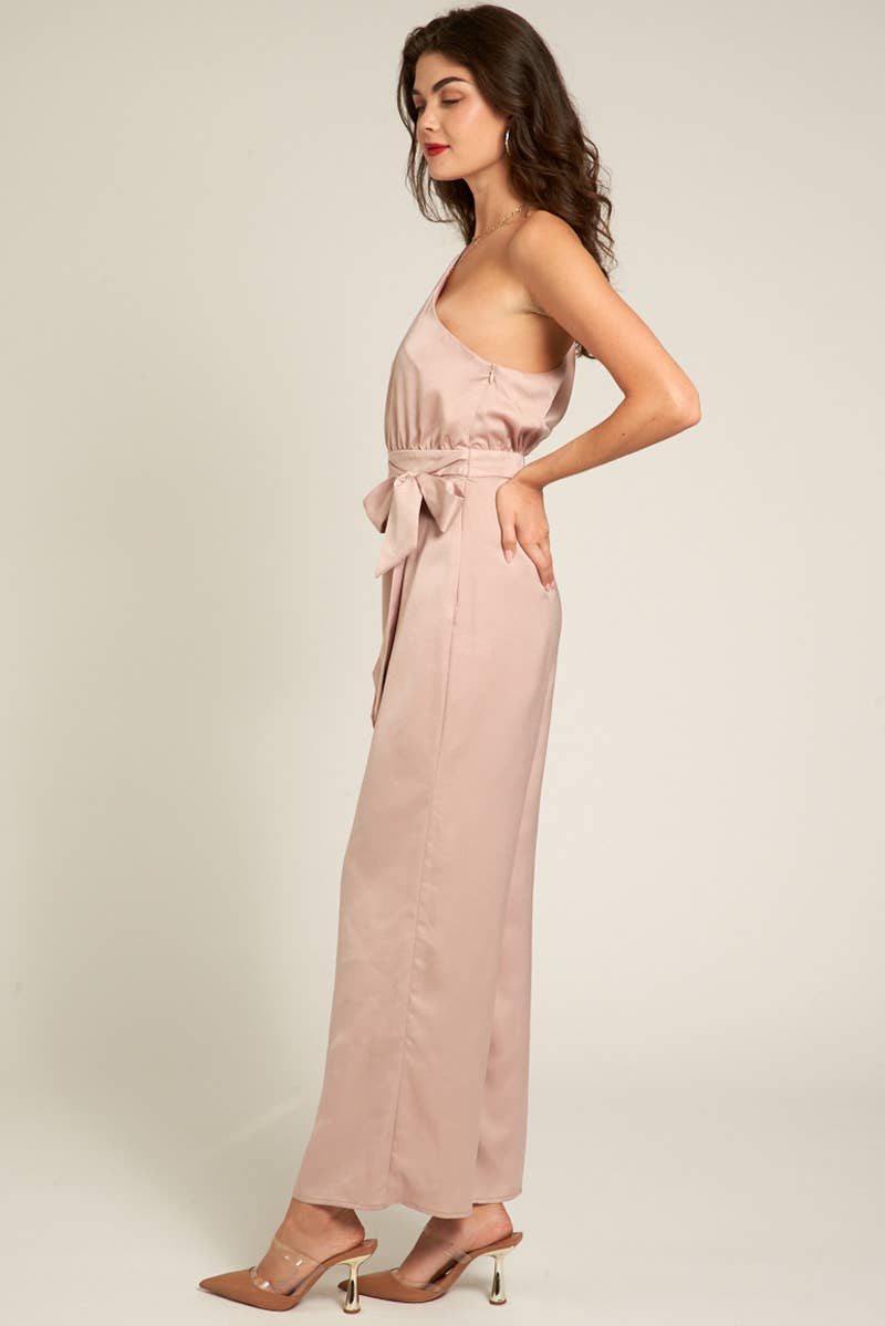 En Crème - Wholesale Jumpsuit - Women's - One Shoulder Jumpsuit with Back Tie2