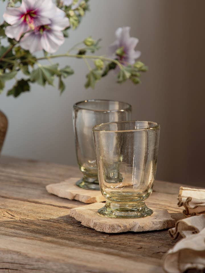 Handblown Footed Glass for wholesale by Villa Lua Home