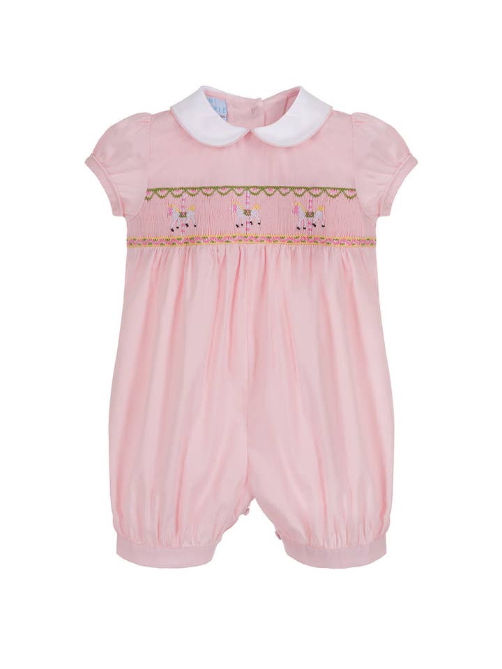 Annafie London Ltd - Wholesale Jumpsuit - Baby - MERRY GO ROUND PINK smocked romper