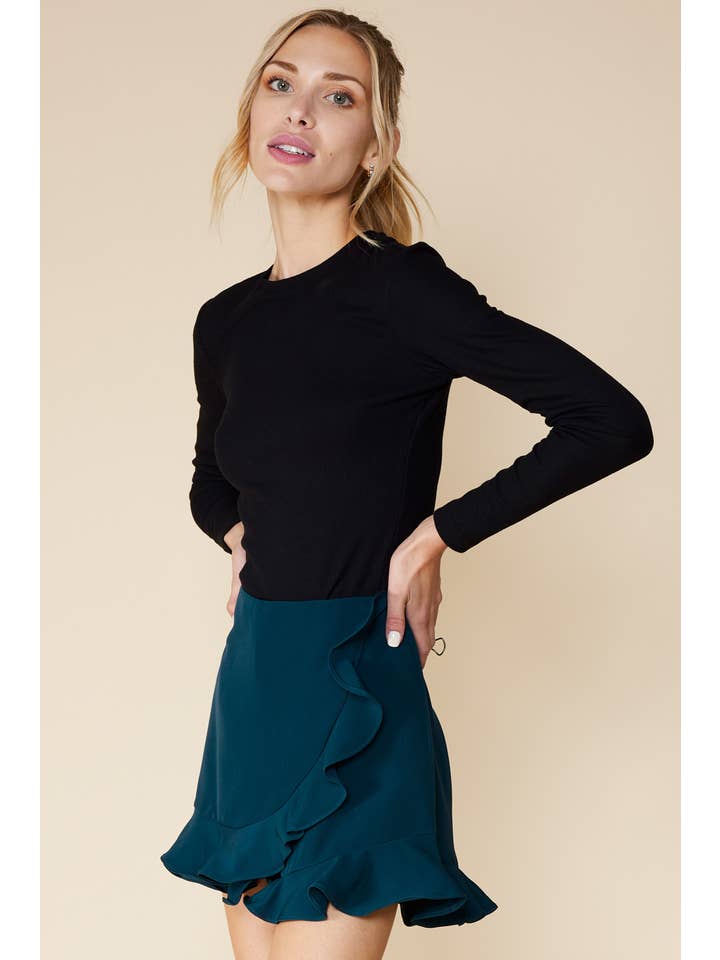 FSL Apparel - Venta al por mayor Falda pantalón - Mujer - IP7046 - FALDA CRUZADA CON VOLANTES Y CREMALLERA TRASERA