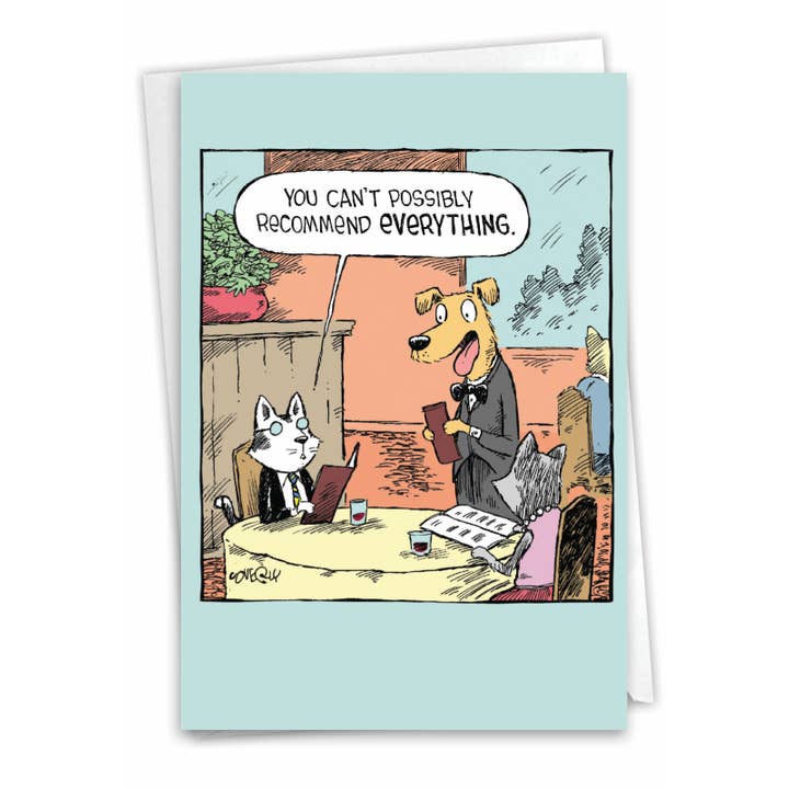 NobleWorks - Wholesale Everyday Greeting Card - Everyday Greeting Card - Waiter Recommendations - Cat