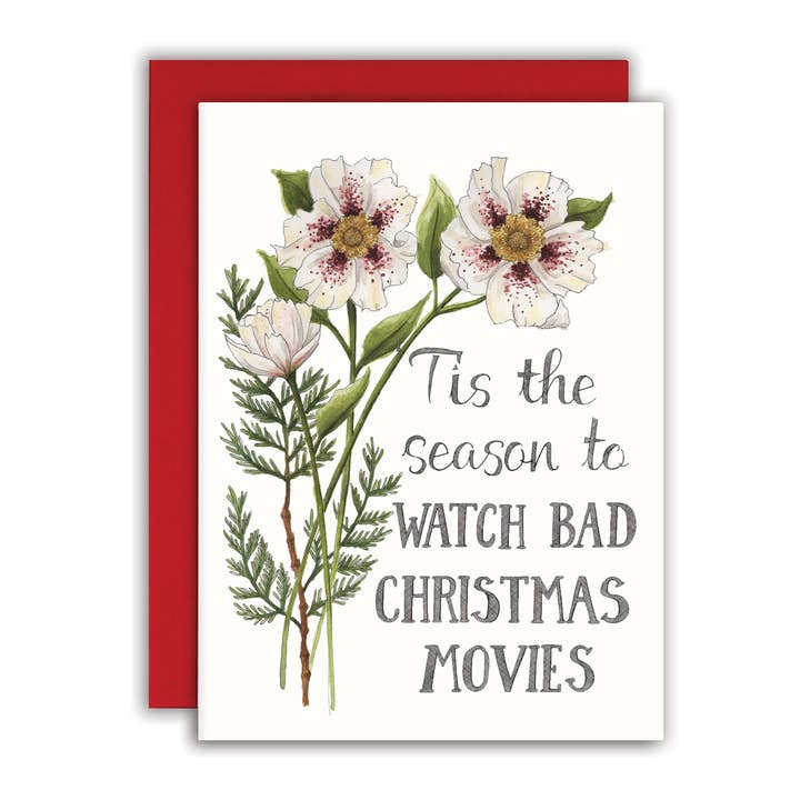 Tarjeta de temporada para ver las malas películas navideñas para venta al por mayor de Naughty Florals