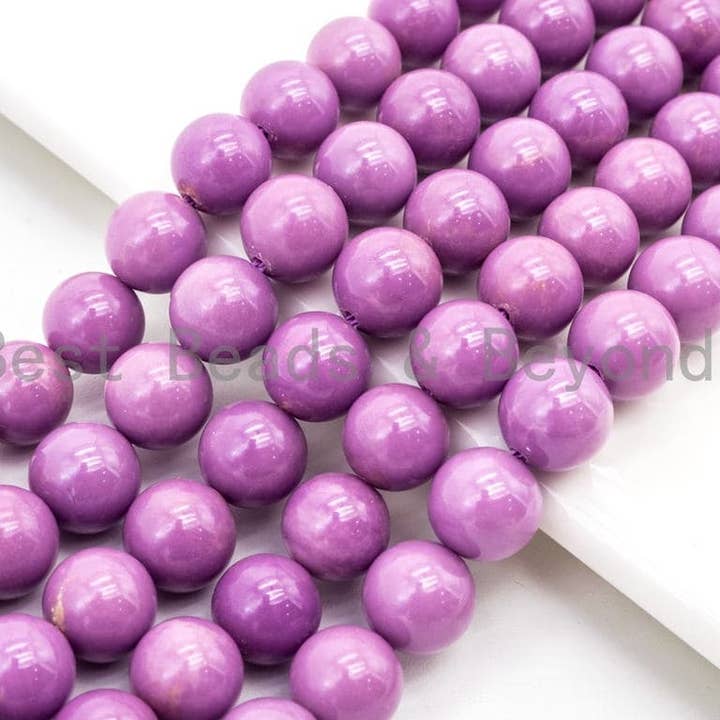 BestBeads&Beyond - Wholesale Beads - Top Quality Natural Genuine Phosphosiderite Smooth Round Beads, 8mm/10mm/12mm Purple Gemstone Beads,15.5" Full Strand,SKU#U1782