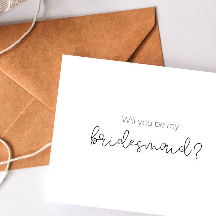 Balsam Paper Co - Vendita all'ingrosso Partecipazioni di nozze - Biglietto per proposta di matrimonio per damigella d'onore, con scritta «Will you be my bridesmaid»
